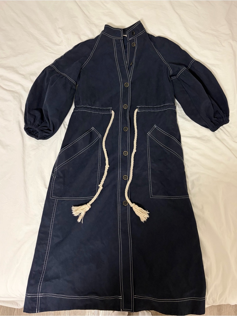 Ulla Johnson Button-Front Midi Dress with Rope Tie - Picture 2 of 3